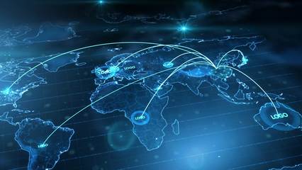 企業科技遍布全球地圖科技感AE模板